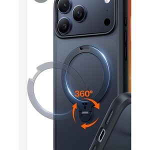 TORRAS‎ iPhone 17Pro  Case with Magnetic Ring Holder Kickstand Matte Black